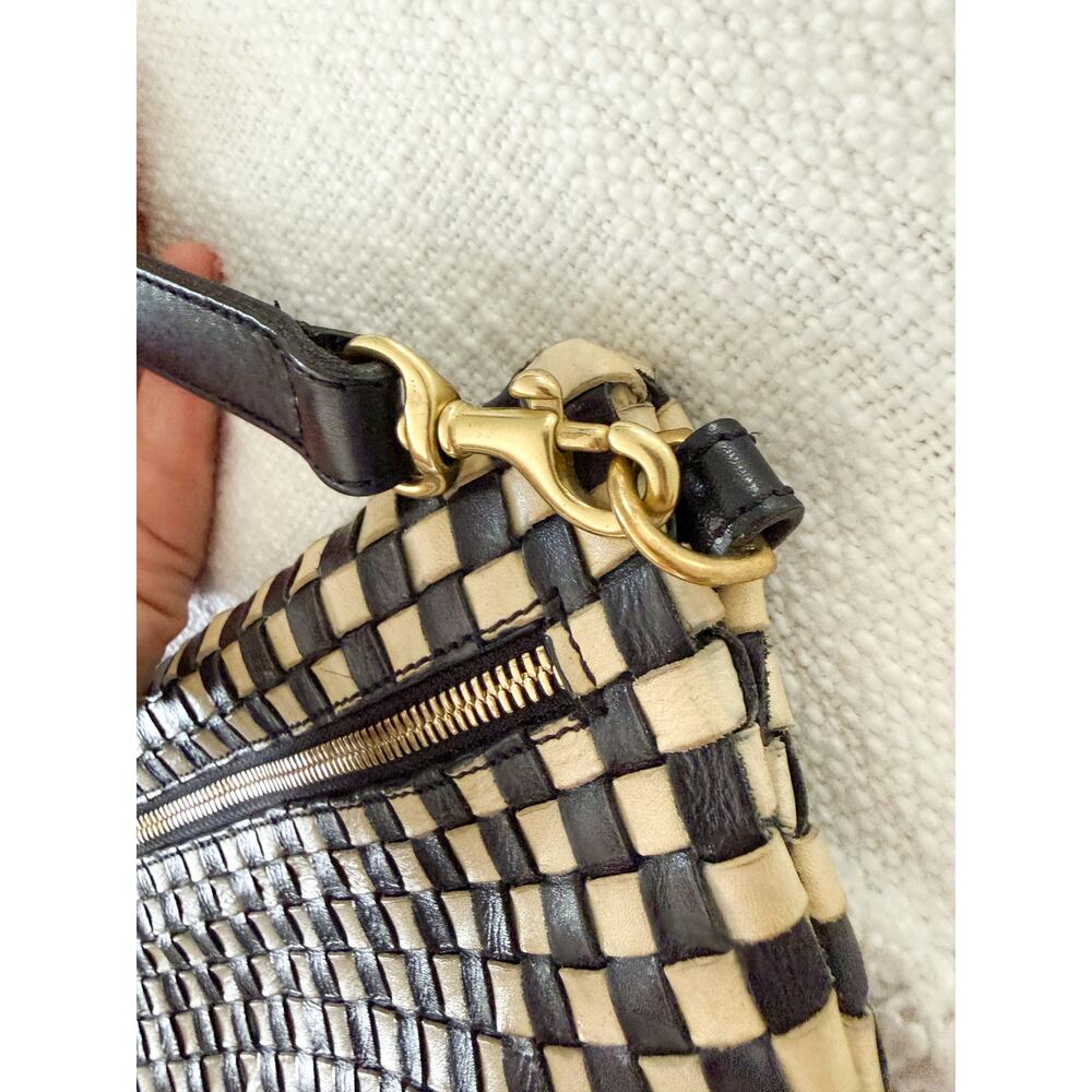 Clare V | Grande Fanny in Black/Cream Woven Checker - Picture 3 of 8